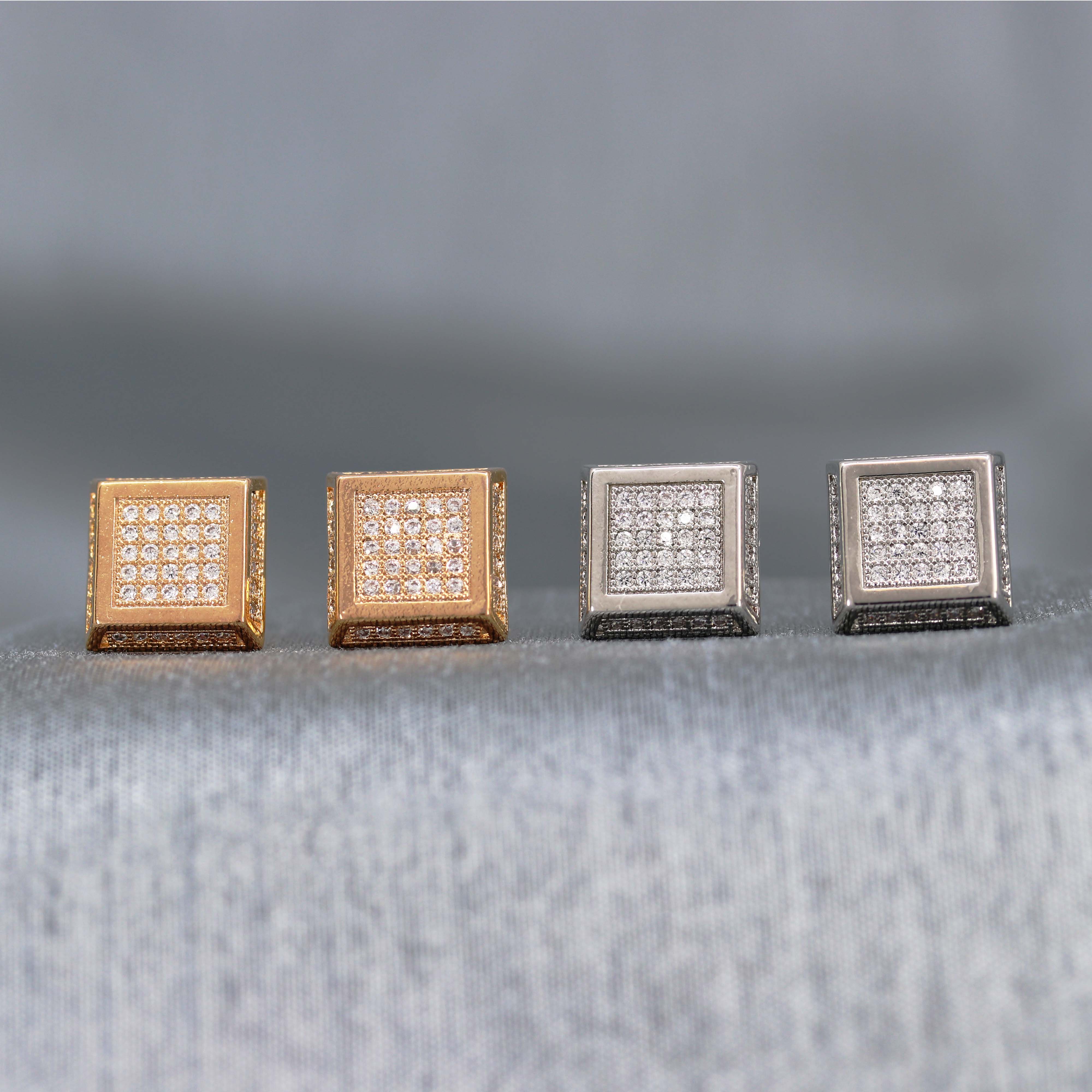 Bling Block Stud Earrings