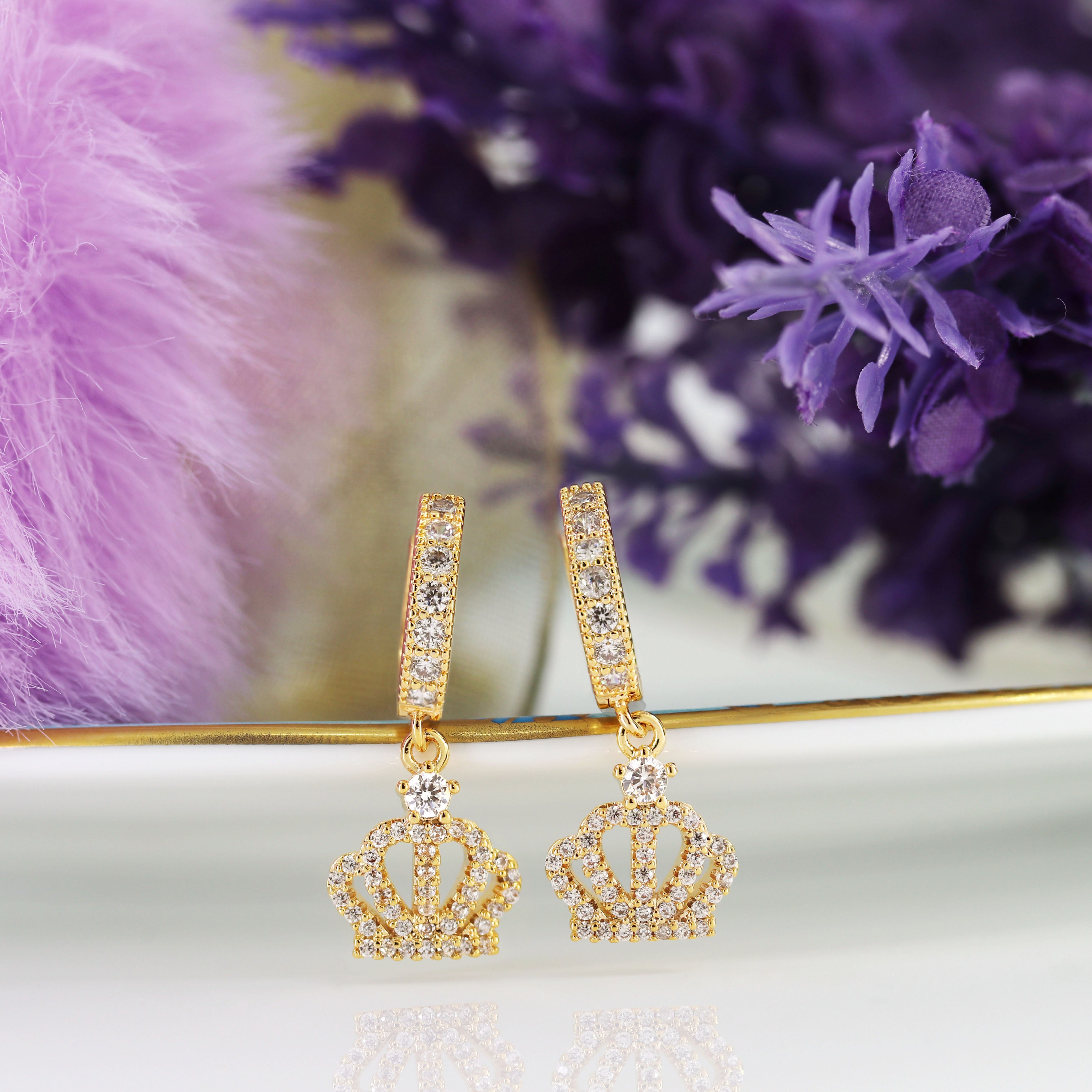 Charming Crown Dangle Earrings