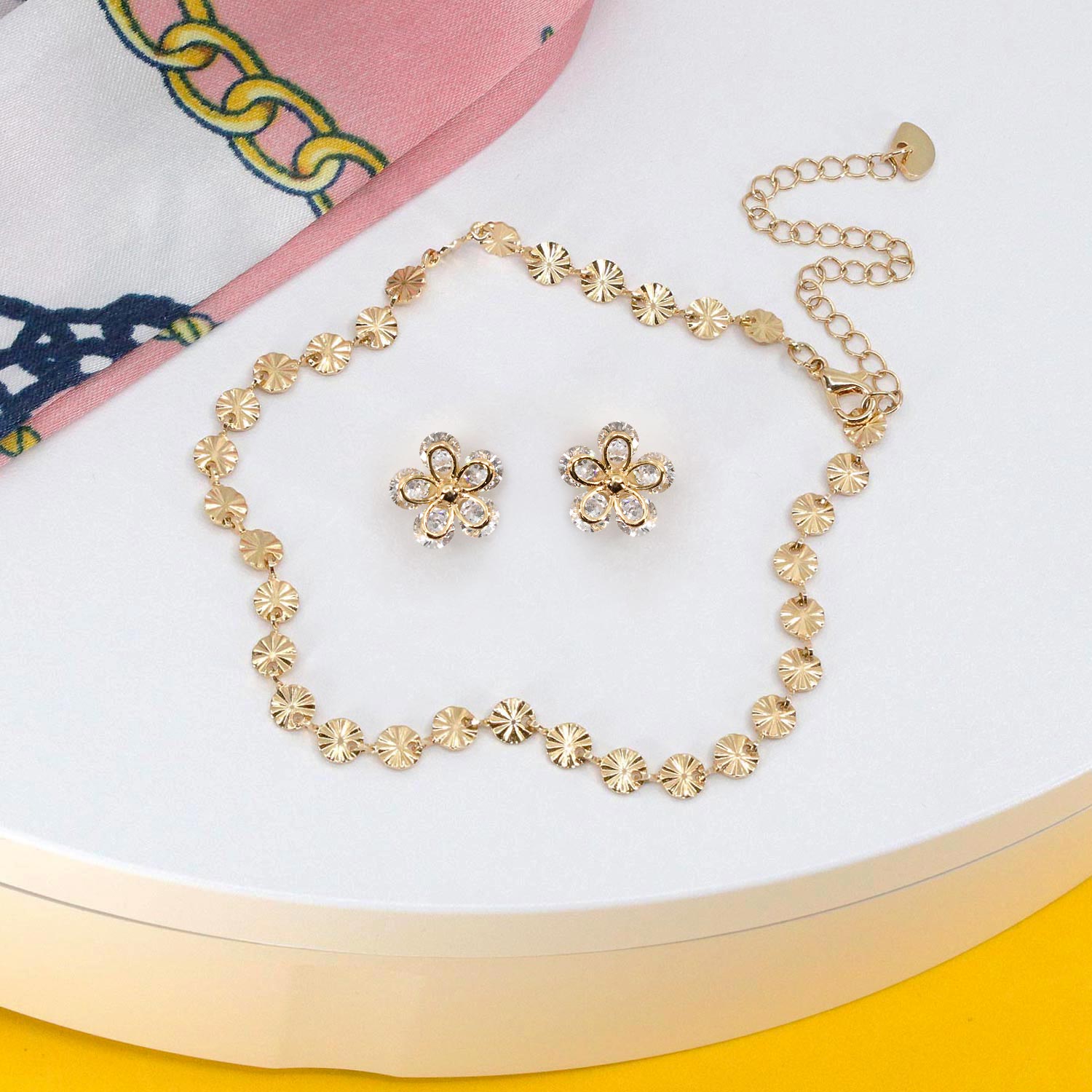 Daisy Anklet + Double Flower Earrings Bundle