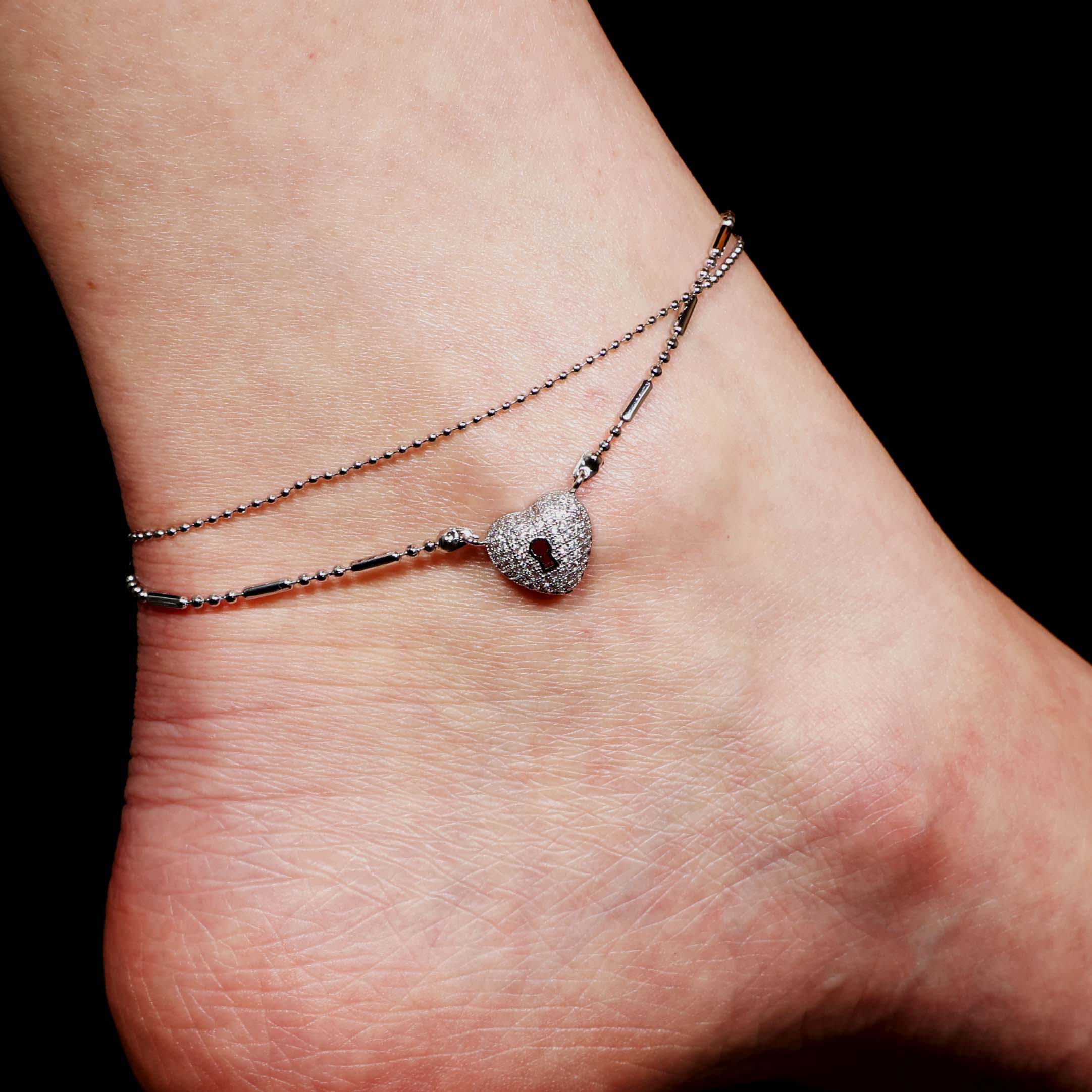 Love Lock Layered Anklet