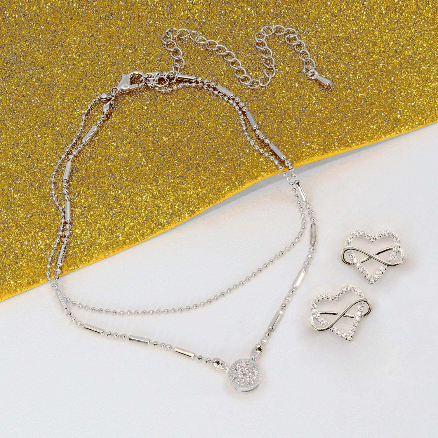 Ouroboros Anklet + Infinite Heart Earrings Bundle