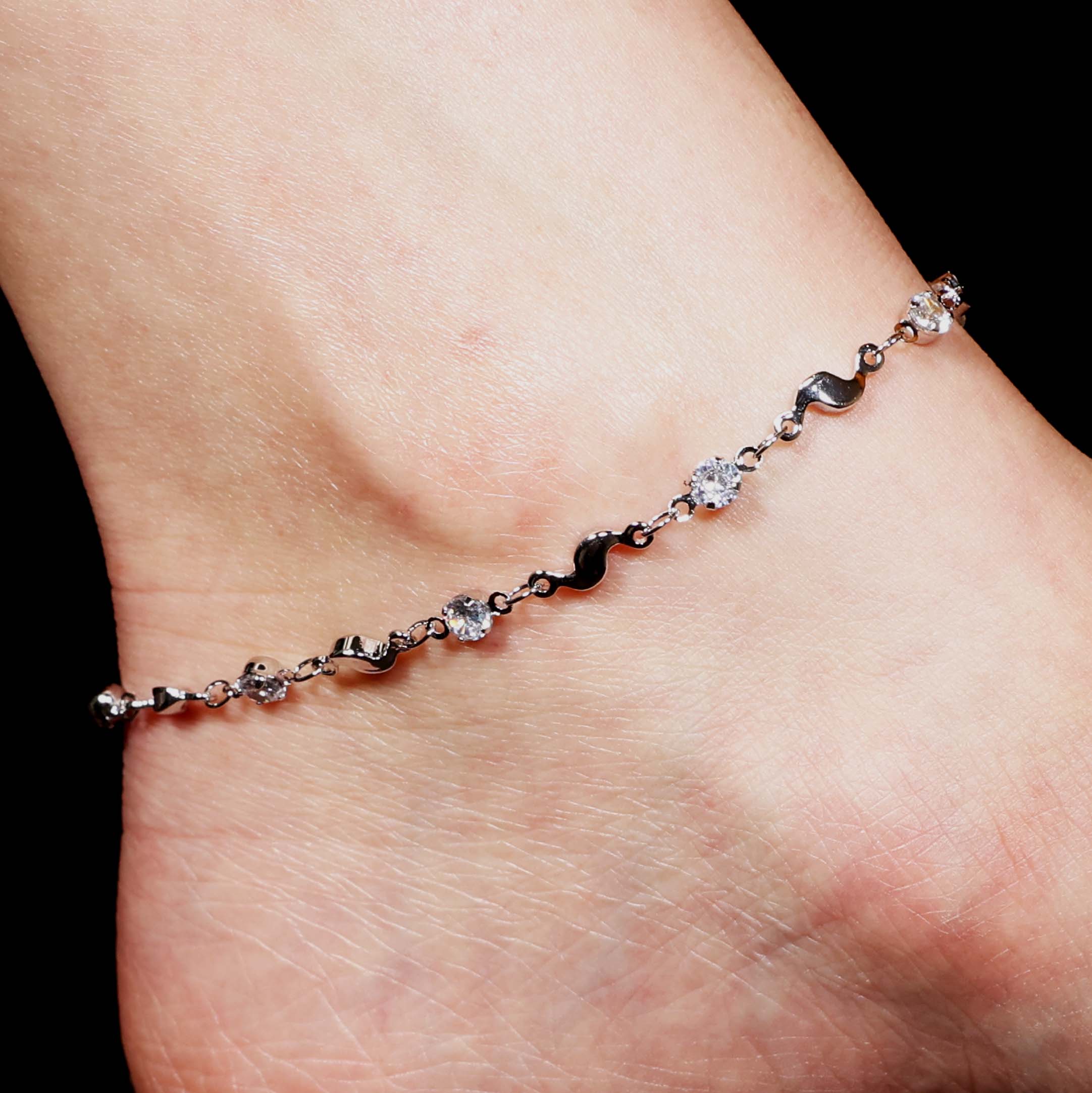 Wave Cubic Anklet