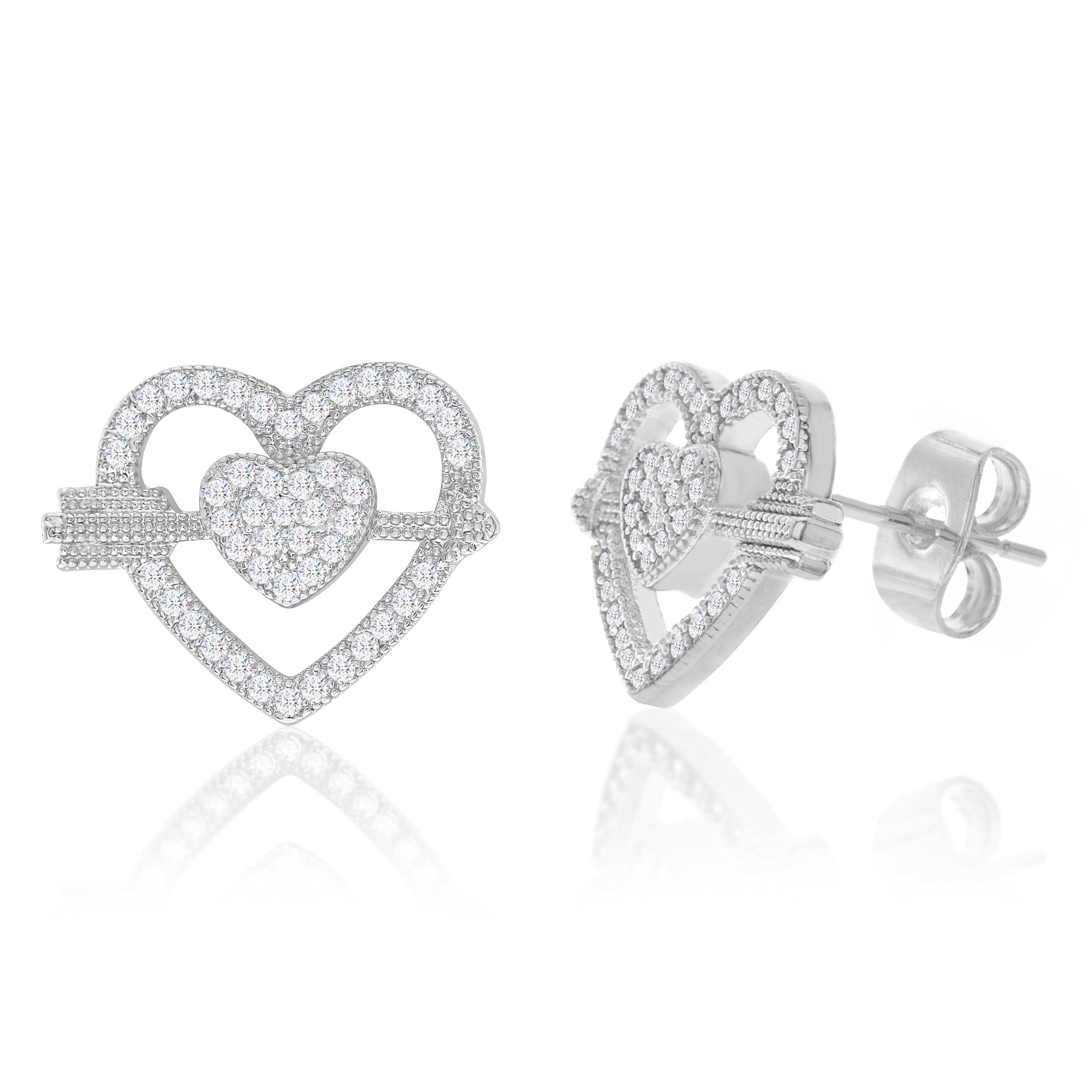 Heart Arrow Stud Earrings