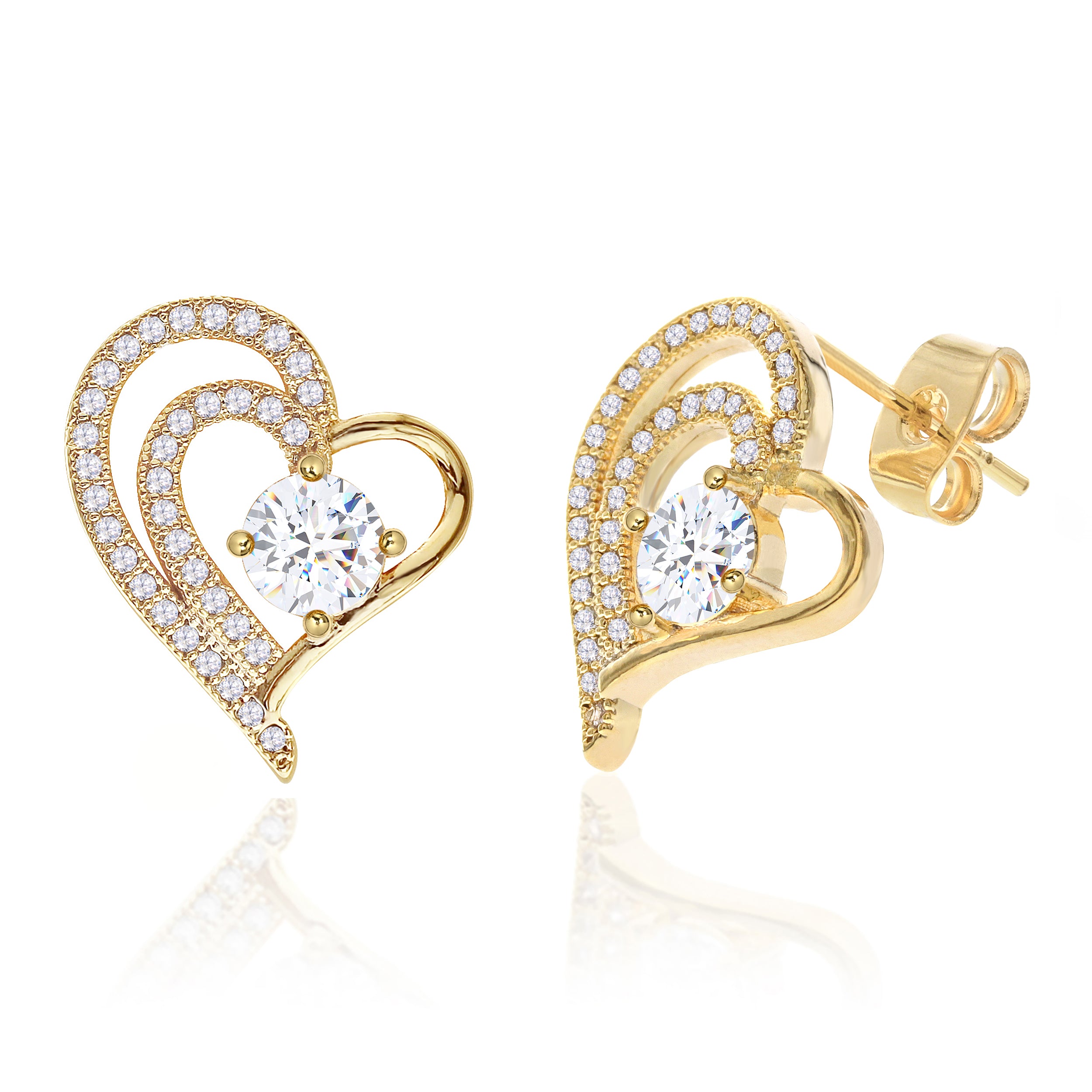 Double Heart Stud Earrings