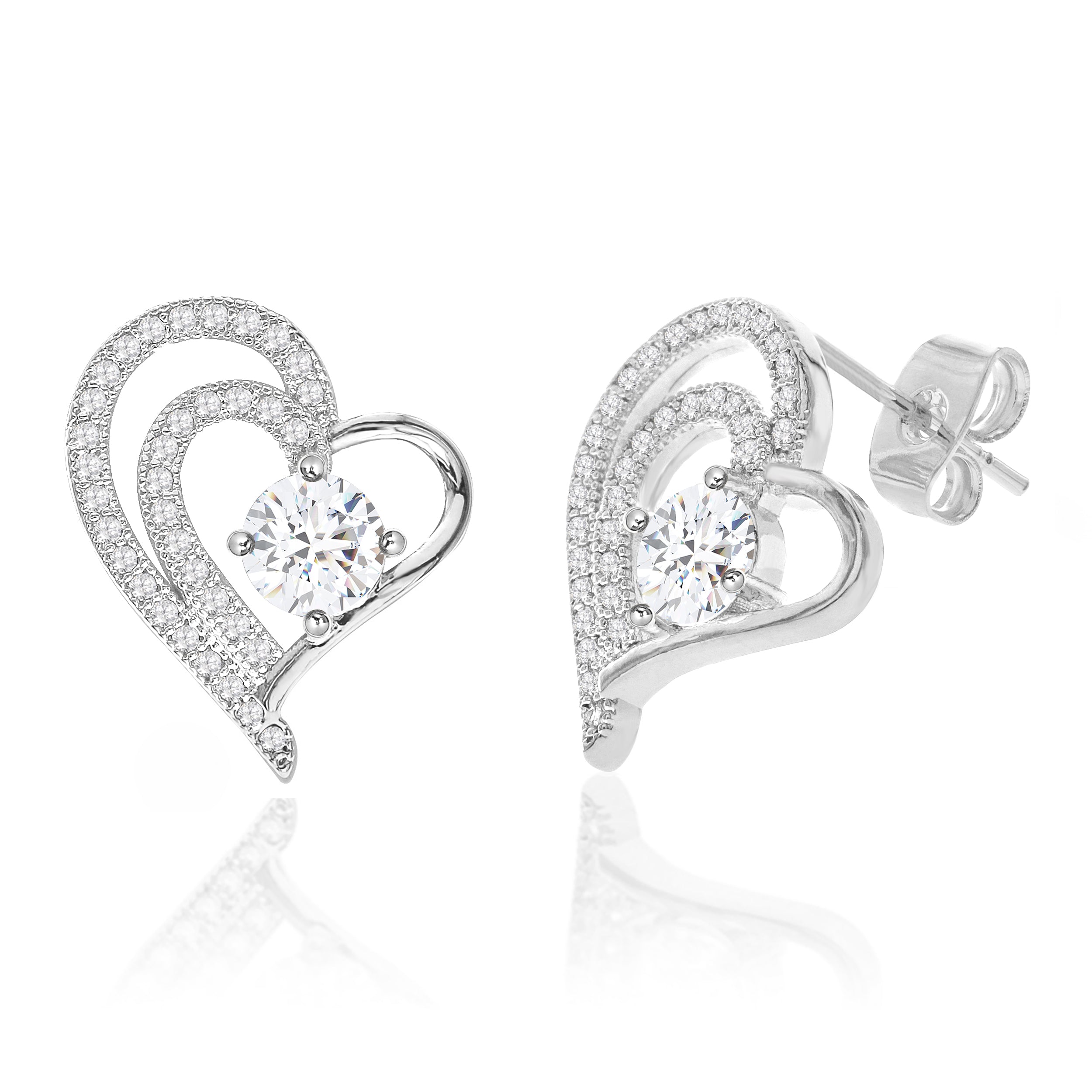 Double Heart Stud Earrings