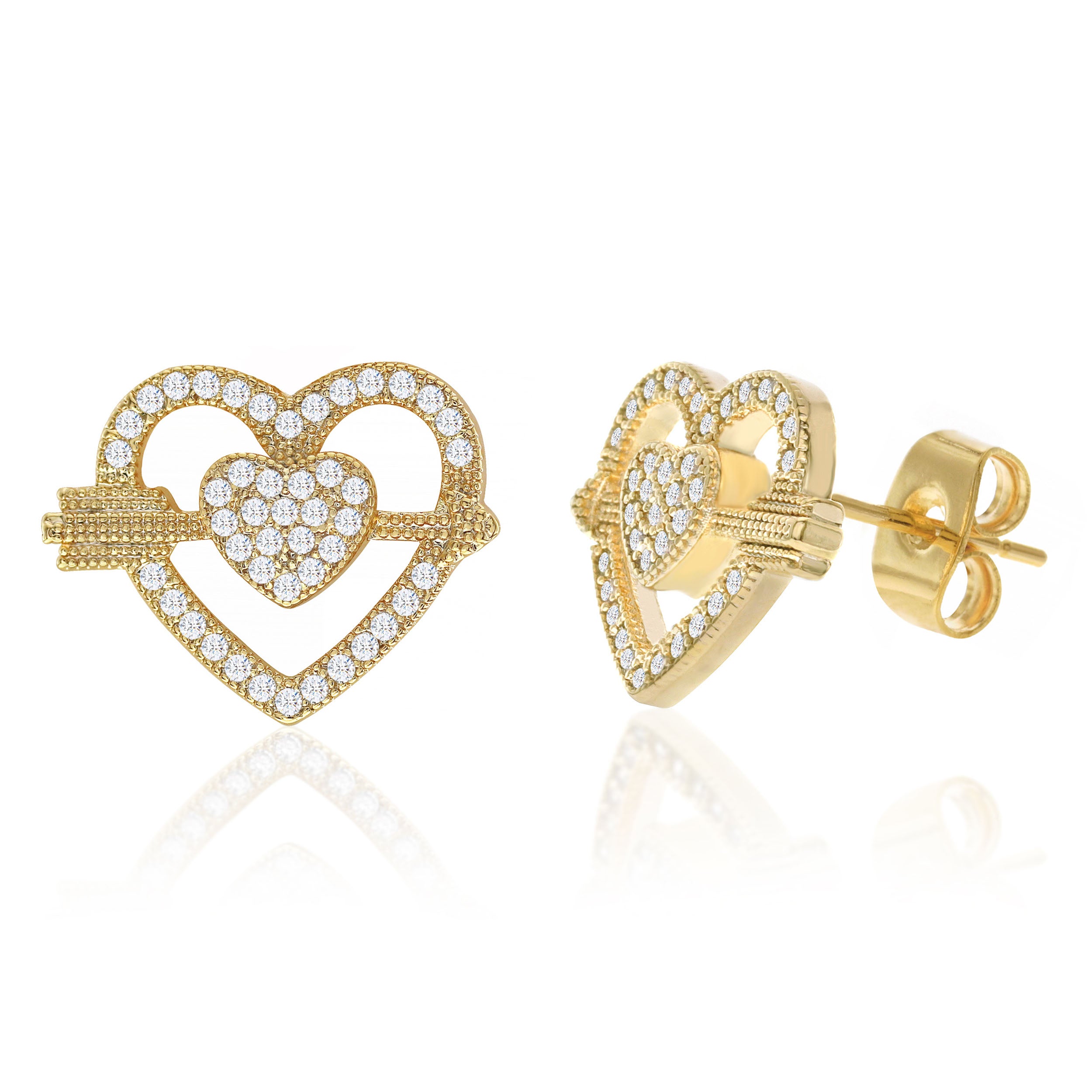 Heart Arrow Stud Earrings